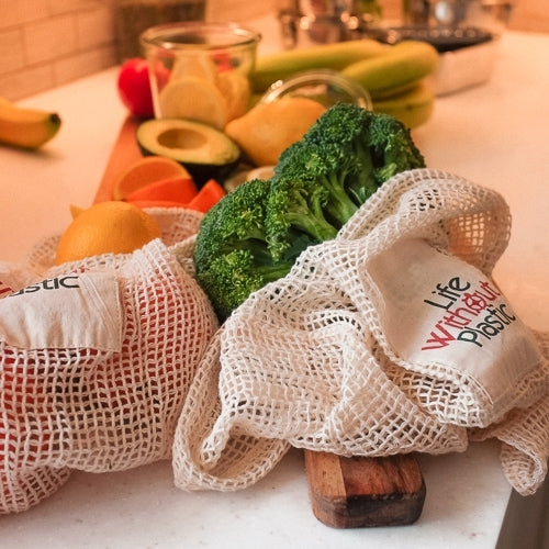 Organic Cotton Mesh LARGE Produce Bag - Bundle of 3