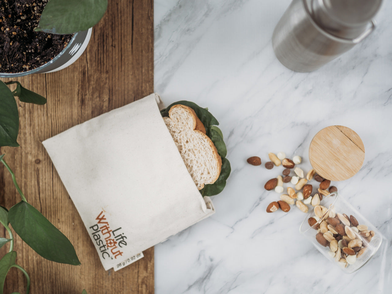 Small Glass Storage Jar with a Bamboo Lid - Bundle of 3