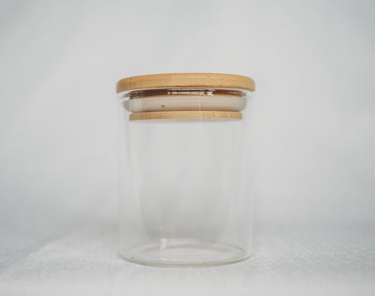 Small Glass Storage Jar with a Bamboo Lid - Bundle of 3