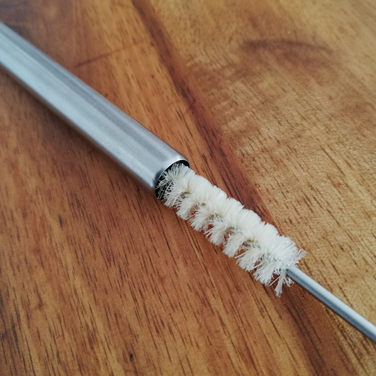 Telescopic Stainless Steel Straw and Cleaner with Natural Bristles in a Cotton Carrying Pouch