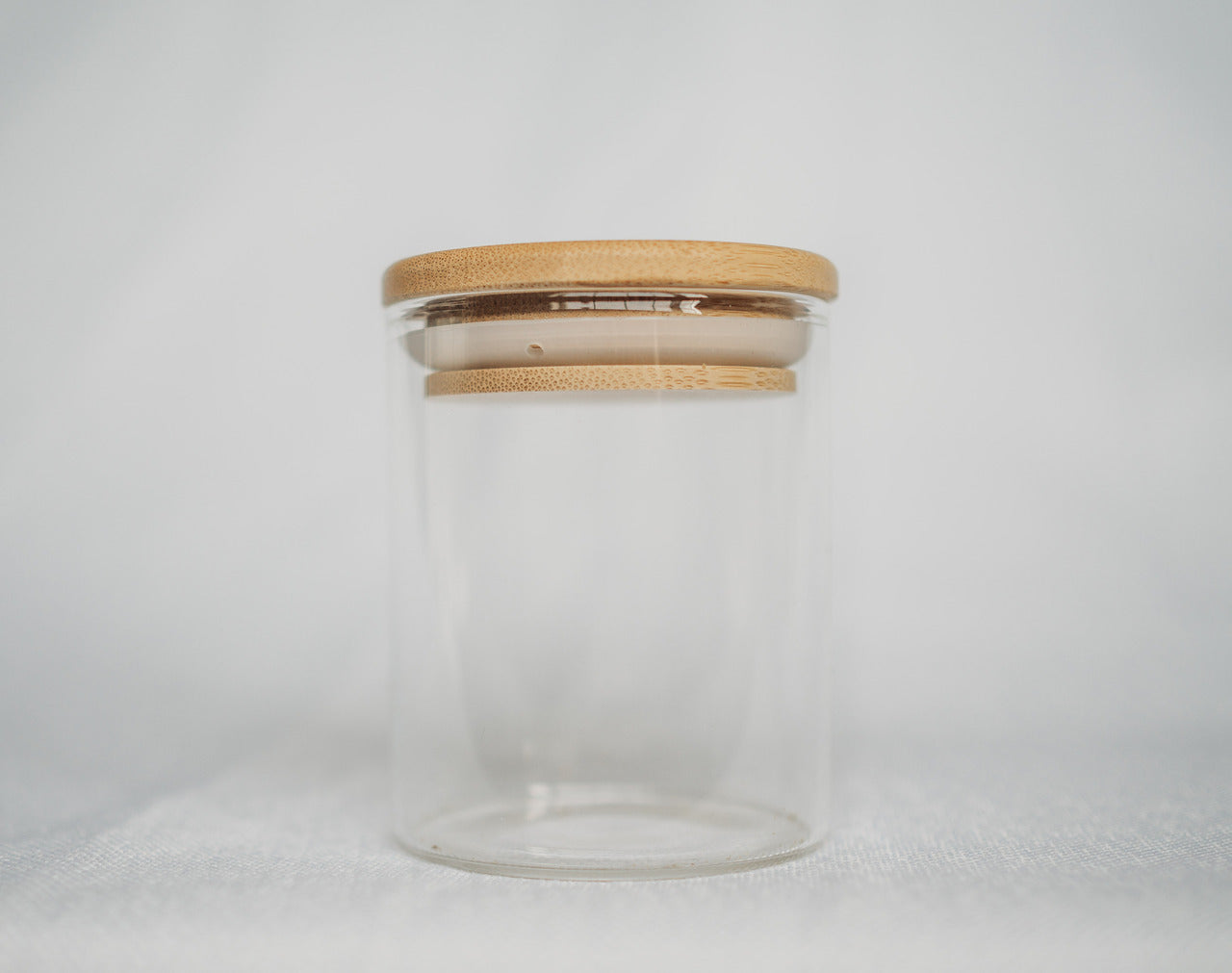 Small Glass Storage Jar with a Bamboo Lid - Bundle of 3