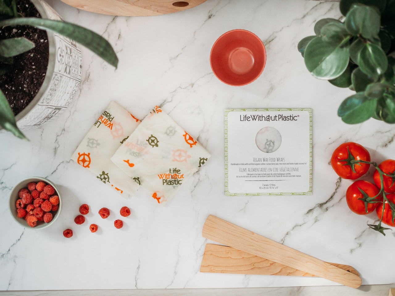 Plastic-Free Vegan Wax Food Wraps - 2 Large