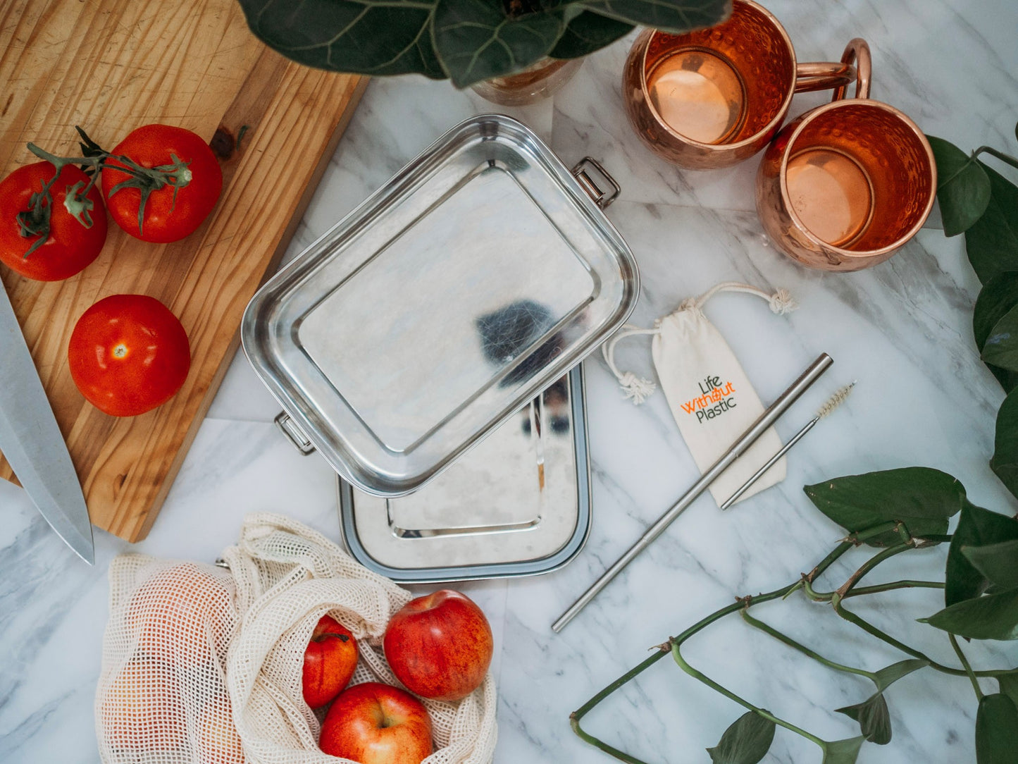 Stainless Steel Rectangular Food Storage Container with Seal - 1600 ml / 54 oz