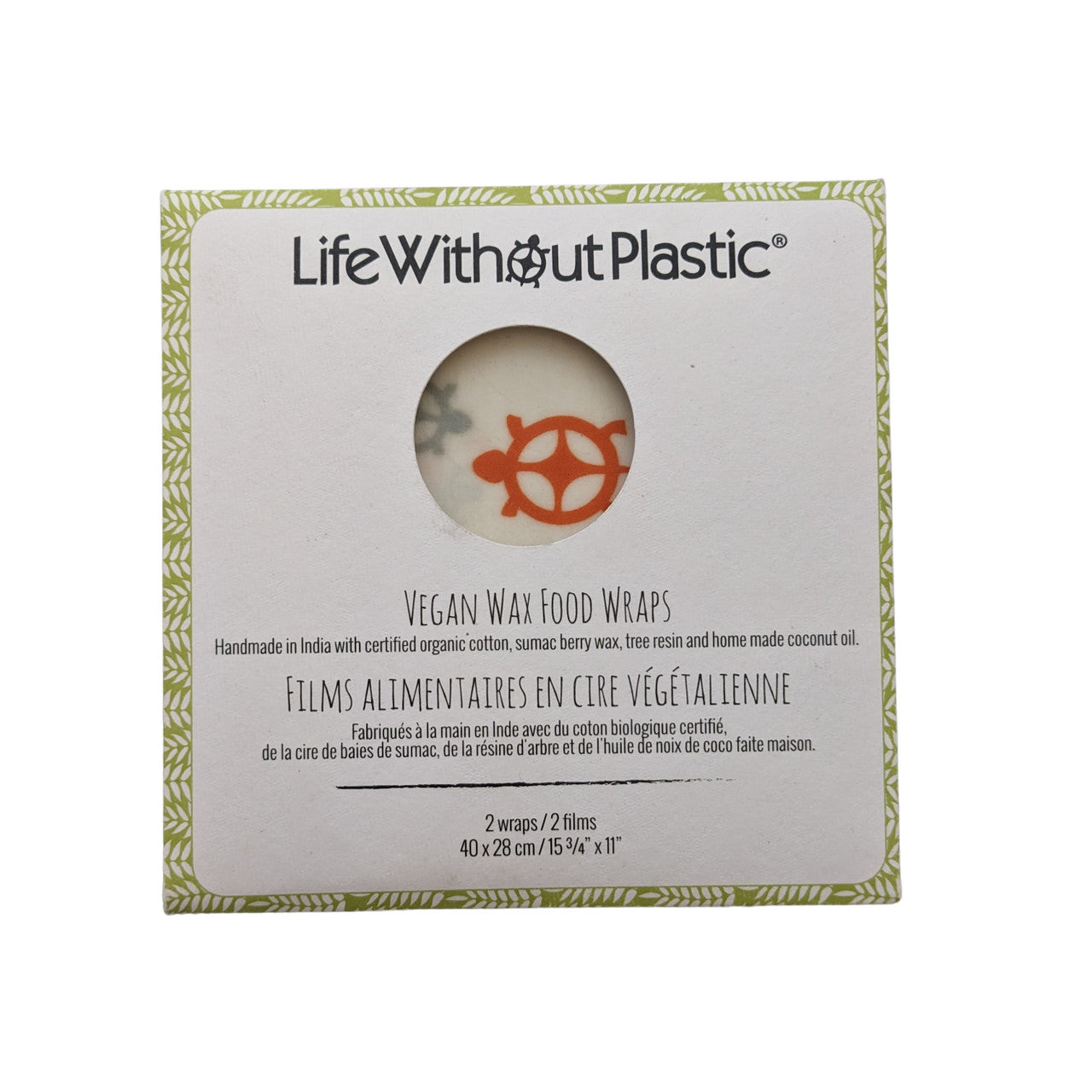 Plastic-Free Vegan Wax Food Wraps - 2 Large