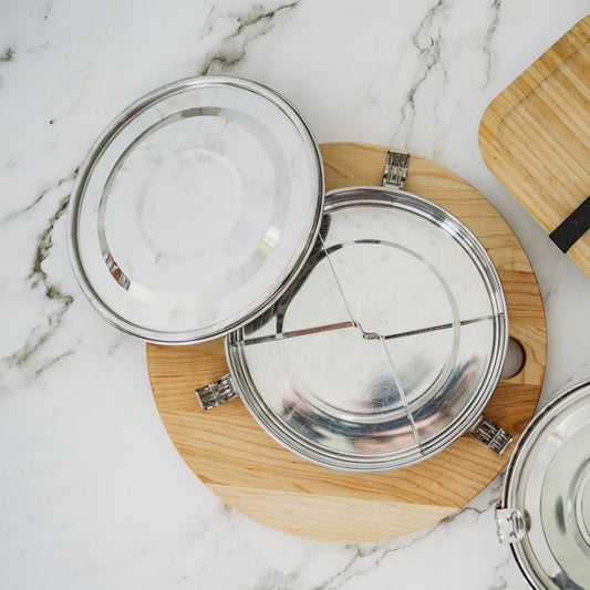 Round Stainless Steel Airtight Take-Out Container with Dividers