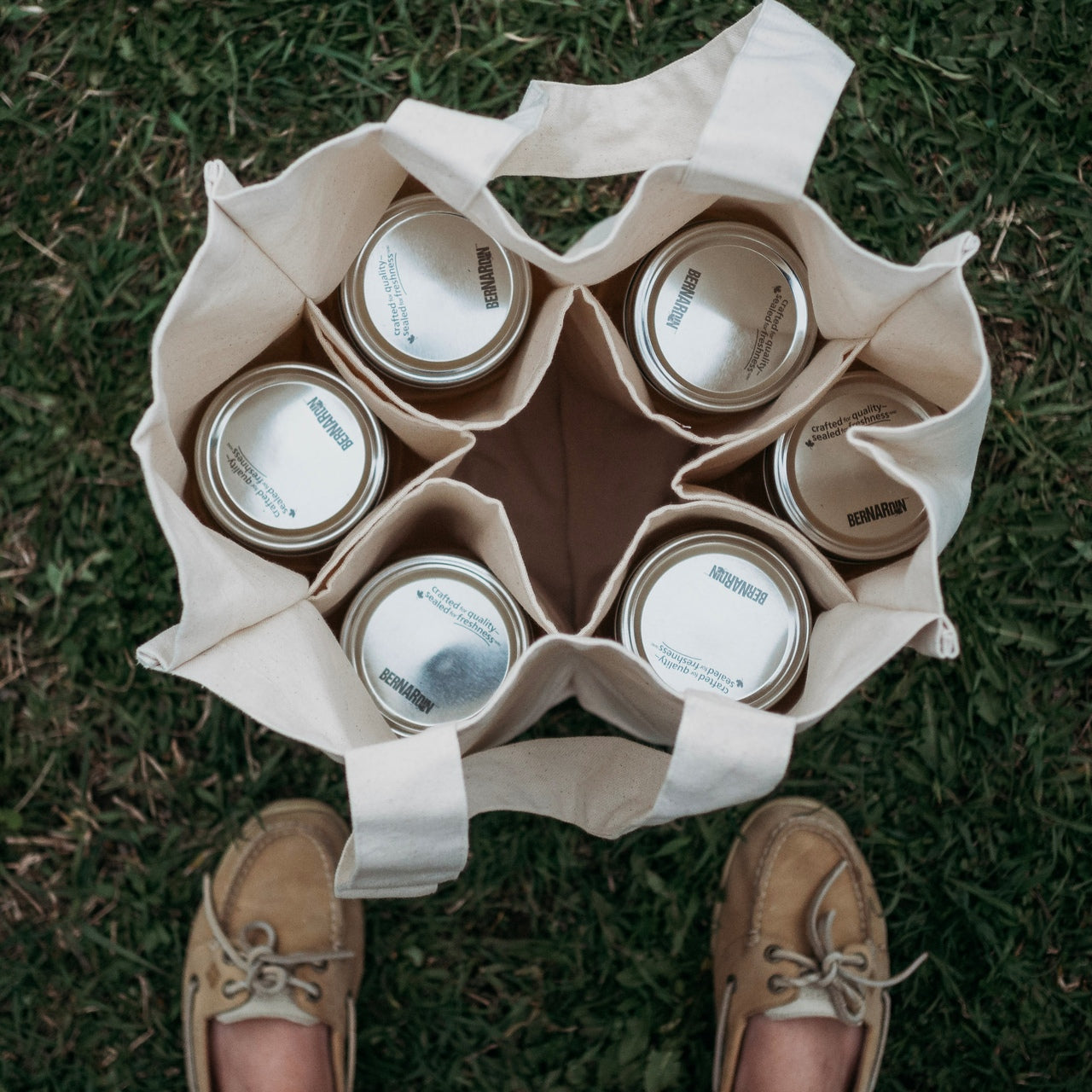 Organic Cotton Tote for Bulk Grocery Shopping - 6 Interior Pocket Compartments