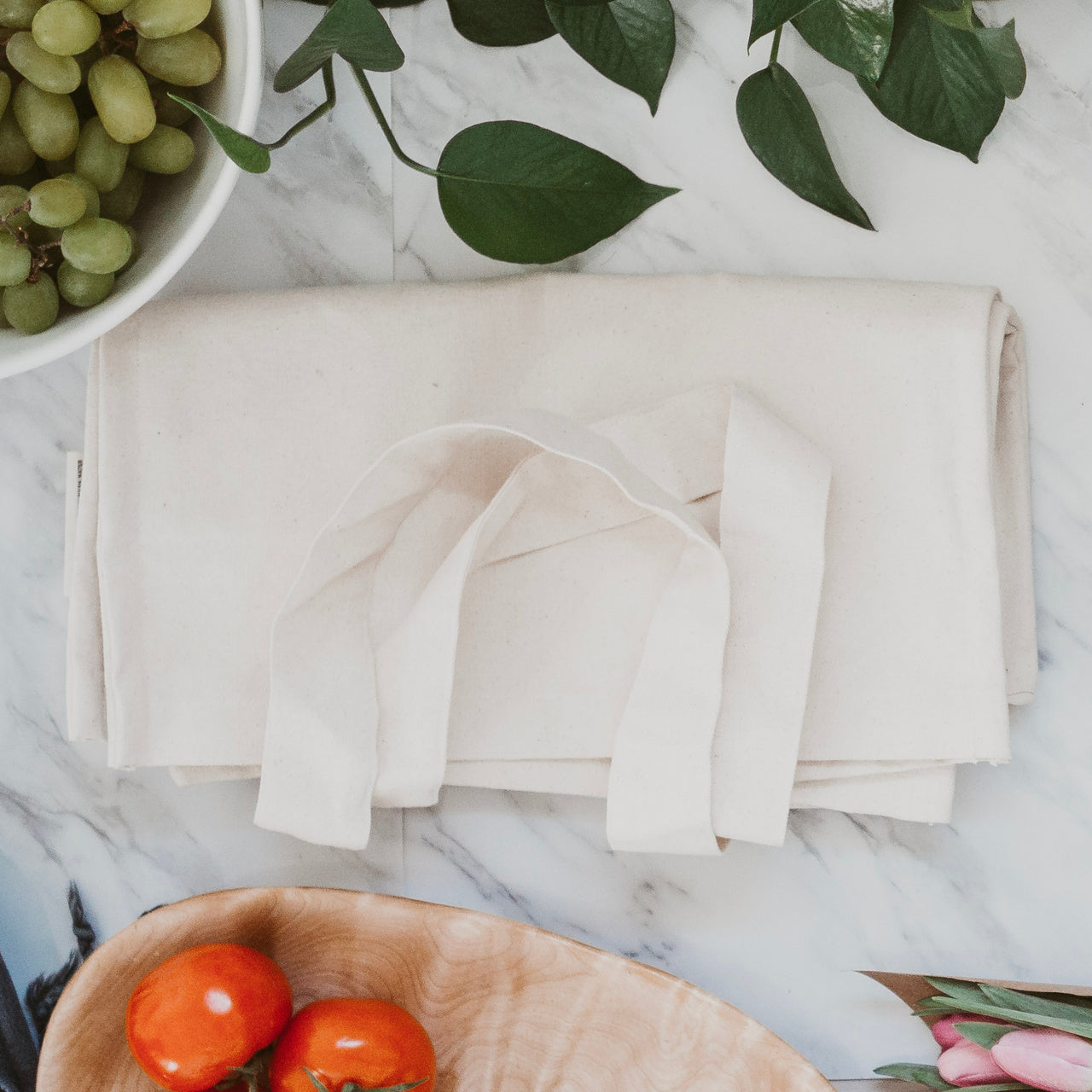 Organic Cotton Tote for Bulk Grocery Shopping - 6 Interior Pocket Compartments