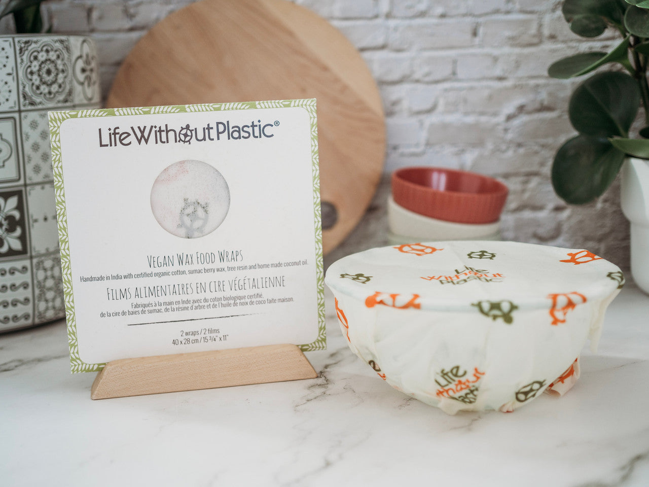 Plastic-Free Vegan Wax Food Wraps - 2 Large